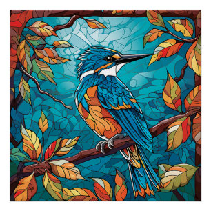 Herfst Kingfisher Glossy Poster