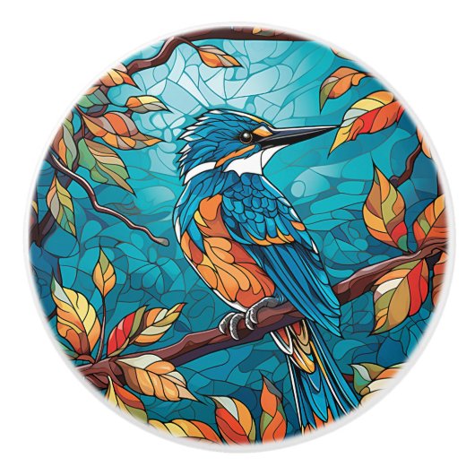 Herfst Kingfisher Keramische knop (Voorkant)