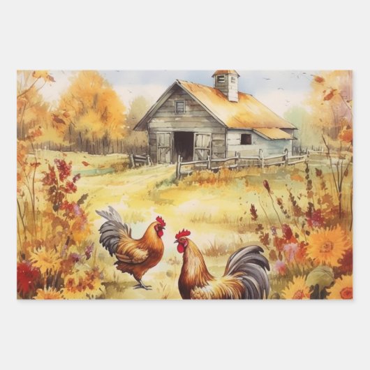 herfst kip veld inpakpapier vel (Voorkant 3)