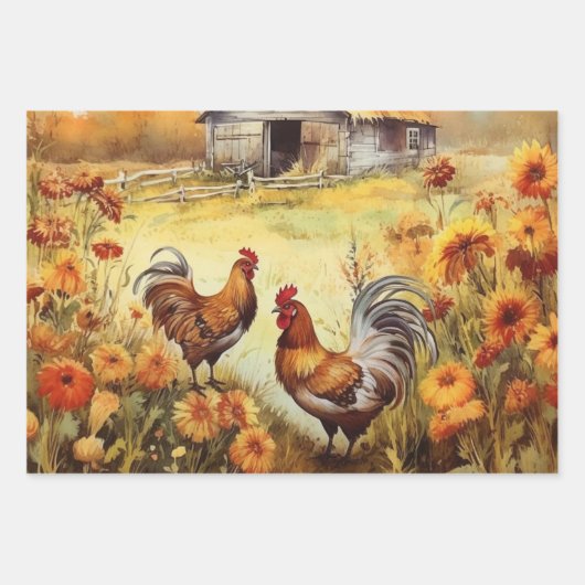 herfst kip veld inpakpapier vel (Voorkant 2)