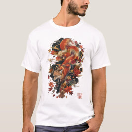 Herfst Kitsune Japanse Vossegeest Design T-shirt