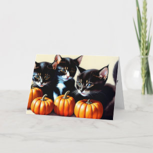 Herfst Kittens met pompoenen Feestdagen Kaart