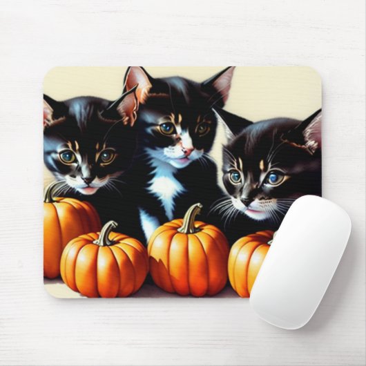 Herfst Kittens met pompoenen Muismat (Met muis)