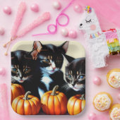 Herfst Kittens met pompoenen Papieren Bordje (Feest)