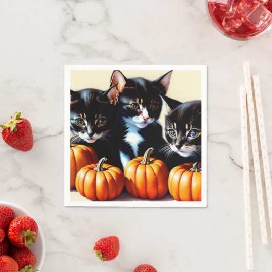 Herfst Kittens met pompoenen Servet (Insitu)
