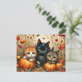 Herfst Kittens Pompoenen en Foliage Feestdagenkaart (Staand voorkant)