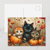 Herfst Kittens Pompoenen en Foliage Feestdagenkaart (Voorkant / Achterkant)