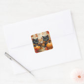 Herfst Kittens Pompoenen en Foliage Vierkante Sticker (Envelop)