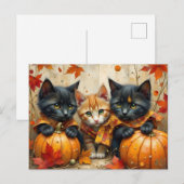 Herfst Kittens Pompoenen en Loof Feestdagenkaart (Voorkant / Achterkant)