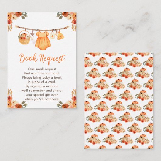 Herfst Kleding Lijn Meisje Baby shower Boek Aanvra Informatiekaartje (Voorkant / Achterkant)