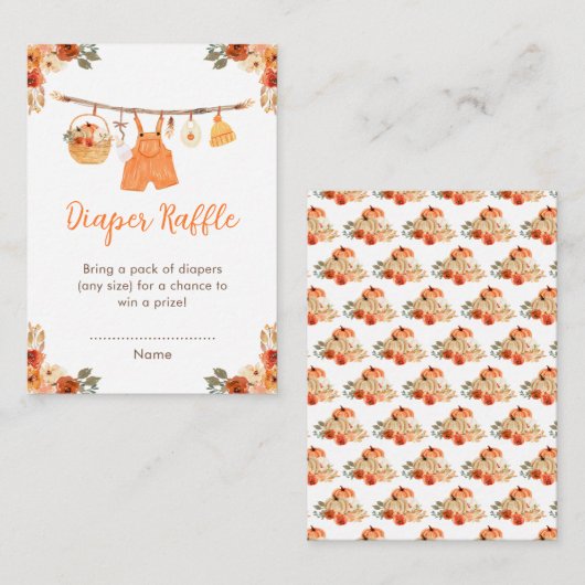 Herfst Kleding Line Boy Baby shower Luier Raffle Informatiekaartje (Voorkant / Achterkant)