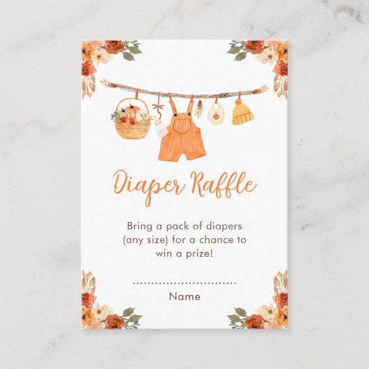 Herfst Kleding Line Boy Baby shower Luier Raffle Informatiekaartje (Voorkant)