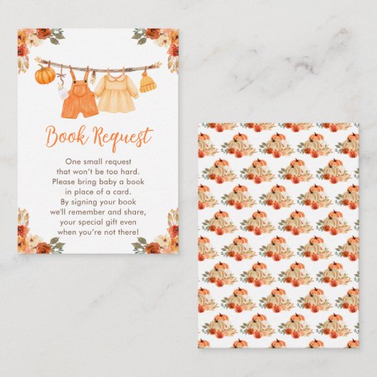 Herfst Kleding Line Twins Baby shower Boek Aanvraa Informatiekaartje (Voorkant / Achterkant)