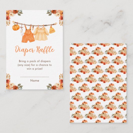 Herfst Kleding Line Twins Baby shower Luier Raffle Informatiekaartje (Voorkant / Achterkant)