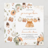 Herfst Kleding Little Pumpkin Baby shower Kaart (Voorkant / Achterkant)