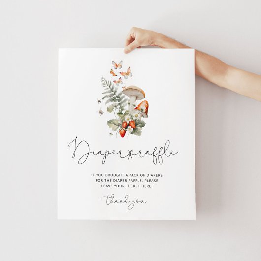 Herfst klein paddenstoel bos luier tombola bord poster