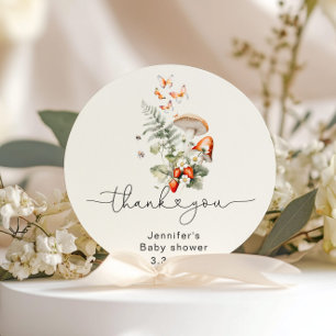 Herfst klein paddenstoelen bos baby shower bedankt ronde sticker