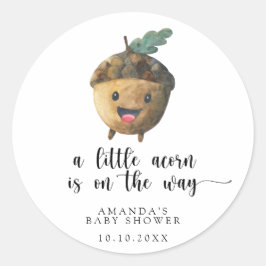 Herfst kleine eikel is onderweg - Baby shower Ronde Sticker