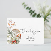 Herfst kleine paddenstoel baby shower dank u kaart (Staand voorkant)