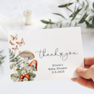 Herfst kleine paddenstoel baby shower dank u kaart