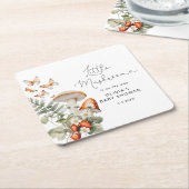 Herfst kleine paddenstoel baby shower kartonnen onderzetters (Schuin)