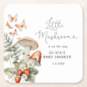 Herfst kleine paddenstoel baby shower kartonnen onderzetters (Voorkant)