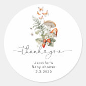 Herfst kleine paddenstoel bos baby shower dank u ronde sticker (Voorkant)