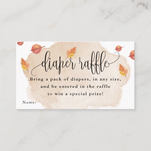 Herfst Kleine Pompoen Baby Luier Raffle Ticket (Voorkant)