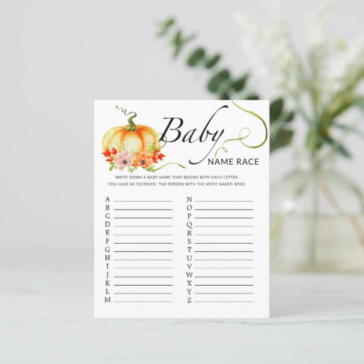 Herfst kleine pompoen baby race game (Staand voorkant)