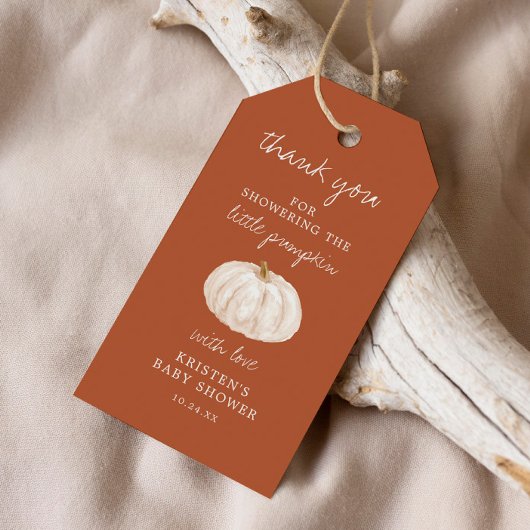Herfst Kleine Pompoen Baby Shower Bedankt Cadeaulabel
