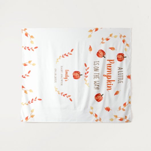 Herfst Kleine Pompoen Baby Shower Bladeren Wandkleed (Voorkant (horizontaal))