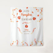 Herfst Kleine Pompoen Baby Shower Bladeren Wandkleed (Voorkant)