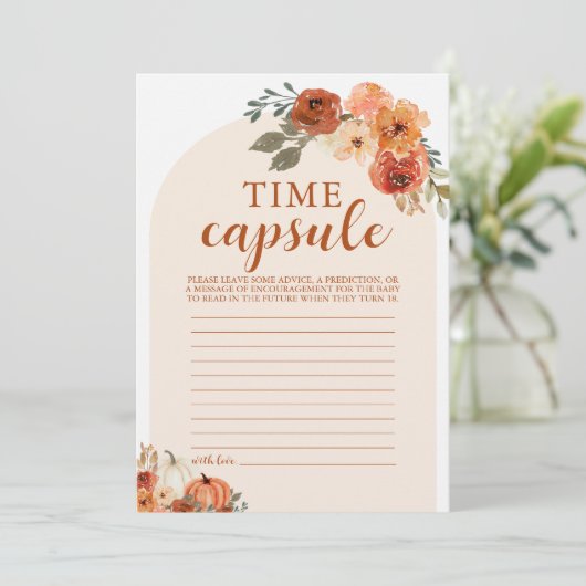 Herfst Kleine Pompoen Baby shower Tijd Capsule Kaa Kaart (Staand voorkant)