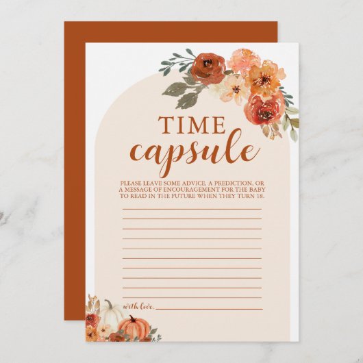 Herfst Kleine Pompoen Baby shower Tijd Capsule Kaa Kaart (Voorkant / Achterkant)