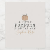 Herfst kleine pompoen baby shower wijn etiket (Enkel label)