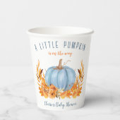 Herfst Kleine Pompoen Blauw Jongen Baby shower Pap Papieren Bekers (Achterkant)