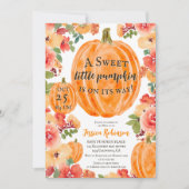 Herfst kleine pompoen bloemenhalloween baby shower kaart (Voorkant)