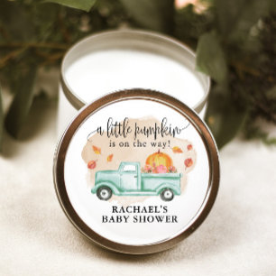 Herfst Kleine Pompoen Boerderij Truck Baby shower Ronde Sticker
