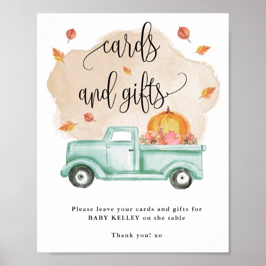 Herfst Kleine Pompoen Boerderij Truck Kaarten en g Poster (Voorkant)