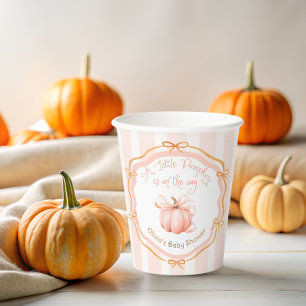 Herfst Kleine Pompoen Boog Bloemige Baby Shower  Papieren Bekers