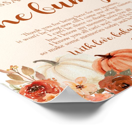 Herfst kleine pompoen een bericht van de bump teke poster (Hoek)