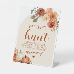 Herfst Kleine Pompoen Fopspeen Hunt Baby shower Sp Reclamebord Met Voetstuk