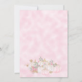 Herfst Kleine Pompoen Glitter Wit Roze Baby Shower Kaart (Achterkant)