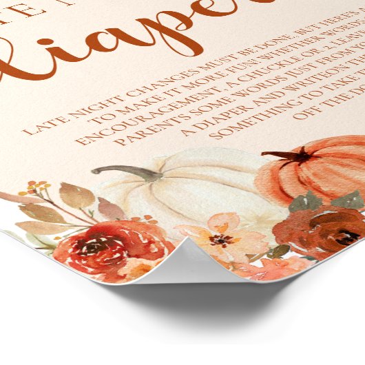 Herfst kleine pompoen late night luiers Baby showe Poster (Hoek)