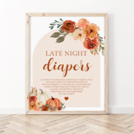 Herfst kleine pompoen late night luiers Baby showe Poster