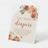Herfst kleine pompoen late night luiers Baby showe Reclamebord Met Voetstuk (Voorkant)