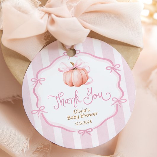 Herfst kleine pompoen meisje Baby shower dank u Bedankjes Labels