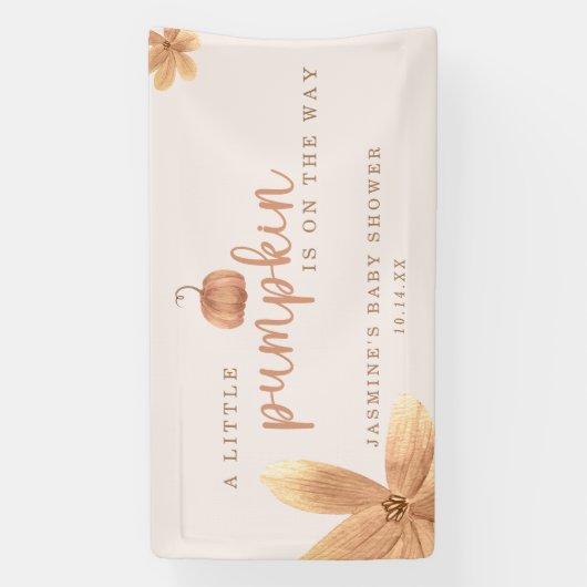 Herfst kleine pompoen op de weg Baby shower Spandoek (Verticaal)