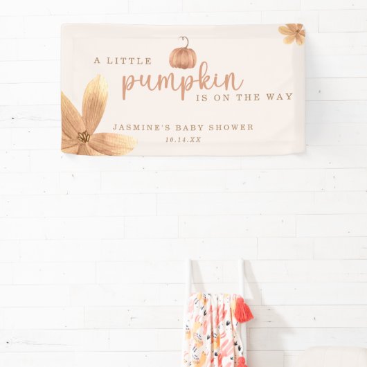 Herfst kleine pompoen op de weg Baby shower Spandoek (Insitu)
