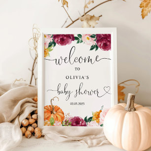 Herfst Kleine pompoen op weg naar welkom bord Poster